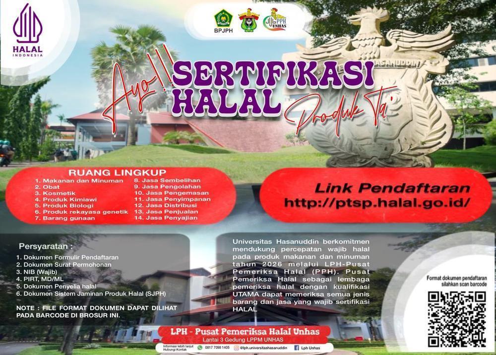 SERTIFIKASI DAN AKREDITASI LEMBAGA PEMERIKSAAN HALAL (LPH) UNHAS